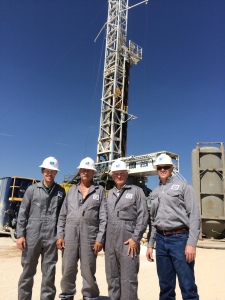 IADC staff tours H&P Rig 605. Pictured Left to Right: Rhett Winter, IADC Director, Onshore Operations; Robert Jolly, Rig Manager, H&P Rig 605; Stephen Colville, IADC President and CEO; Mike Lennox H&P District Manager - West Texas. 