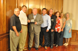 From Left to Right: Bob McKenzie, Chapter Membership Chairman; George Sauzer, Chapter Assistant Membership Chairman, Red Wing Shoe Company; Ed Jacob, IADC Chairman; George Courville, Chapter Chairman, Nabors Drilling;  Bob Dunn, Chapter Vice Chairman, Megadrill Services Limited; Stephanie Picard, Chapter Treasurer, Charter Supply; Monique Fritz, Chapter Secretary, Diamond Offshore Drilling; Carol Hale, Chapter volunteer, Lafayette Desk and Derrick.  