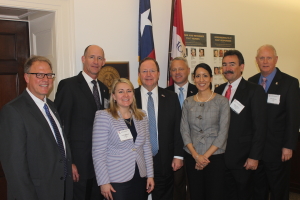 IADC members meet with Texas Congressman Bill Flores in Washington, D.C. (from left) Joey Husband, Nabors Drilling Solutions; Jay Minmier, Nomac Drilling; Liz Craddock, IADC Vice President, Policy and Government Affairs; Congressman Bill Flores; Scott McKee, Cactus Drilling Company; Melissa Mejias, IADC Legislative Assistant; Mike Garvin, Patterson-UTI and Bob Warren, IADC Vice President, Onshore Division