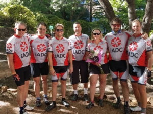 In early May, the IADC Riding Team participated in the BP MS 150, biking from Houston to Austin in two days in support of finding a cure for MS. From Left: Mark Denkowski, IADC; Jim Rocco, IADC; Casey Billman, Austin-based technology company; Jaime Brito, Consultant; Storri Wild, H&P; Andrew Gordon; Scott Gordon, Helmerich & Payne