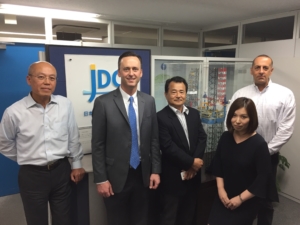 IADC President Jason McFarland visited Japan Drilling and Mantle Quest Japan in Tokyo in late August. Pictured are (from left) Shigeru Mitsuya, Representative Director and Vice President Executive Officer of Japan Drilling; Jason McFarland; Naoto Goto, General Manager – Safety & Environment Department for Japan Drilling; Erika Hashimoto, Chief – Marketing and Contracts Department for Japan Drilling; and Keith Kotval, Assistant General Manager – HSQE Department for Japan Drilling. 
